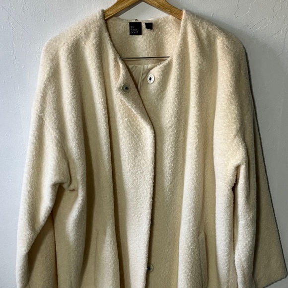 Lux Eileen Fisher Ivory Alpaca Wool Cocoon Coat - Picture 3 of 12